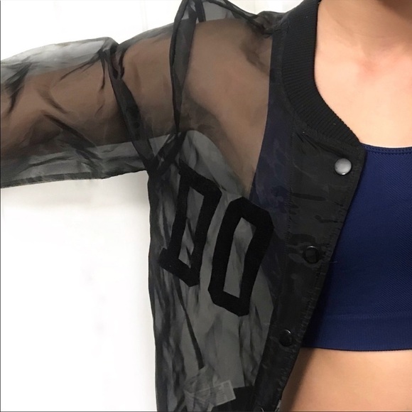 Forever 21 organza Barbie see through bomber jacket black size S - Picture 7 of 8
